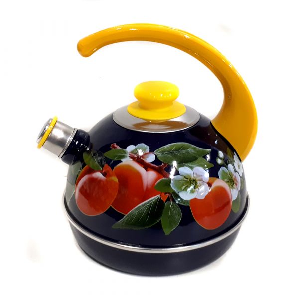 Kettle 3.5 l (cons.handle)-blue/apricot (decor-stainless steel on yellow) ?04/35/05/31/?16